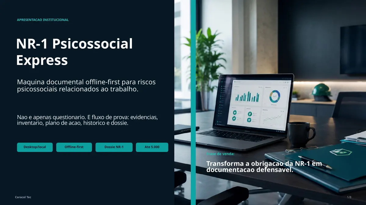 Capa da apresentação institucional do NR-1 Psicossocial Express